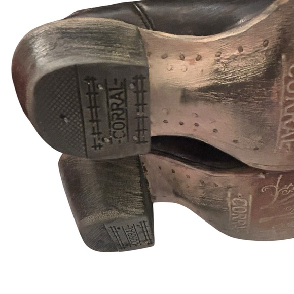 Corral Women's Inlay Western Boot Snip Toe - A3859 Size 7.5 Studded Black Brown - Picture 11 of 16